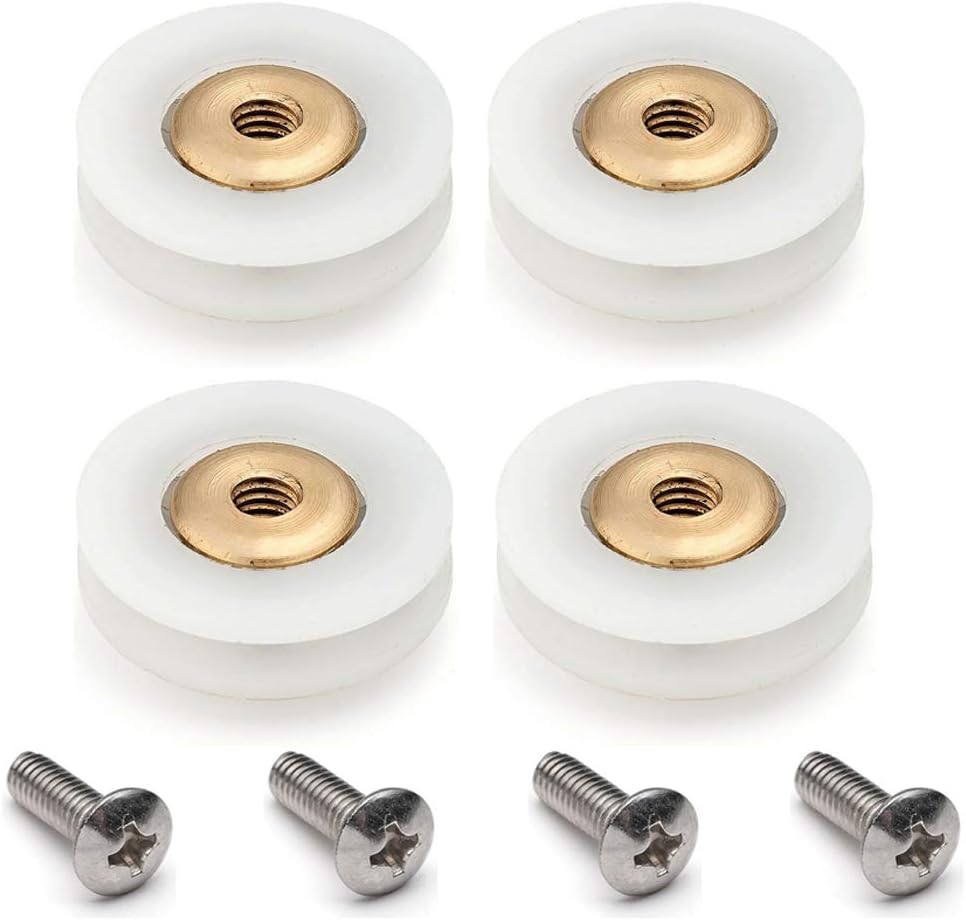Linwnil 4x Shower Door Rollers 19mm Diameter Grooved Wheels 304 SS