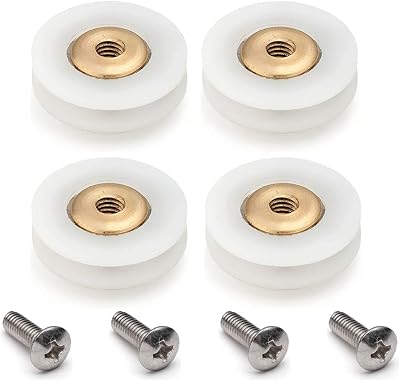 Linwnil 4x Shower Door Rollers 19mm Diameter Grooved Wheels 304 SS