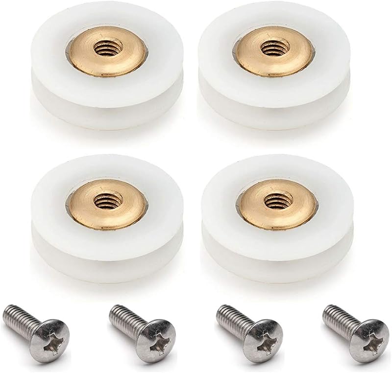 Linwnil 4x Shower Door Rollers 19mm Diameter Grooved Wheels 304 SS