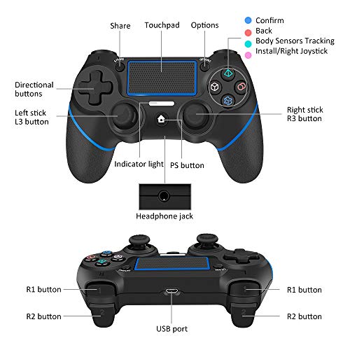 YCCTEAM Wireless Controller for PS4 - Gamepad Joystick for Playstation 4/Pro/Slim/PC and Laptop with Motion Motors and Audio Function