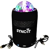 Your Spirit Space SYNC-IT Bluetooth Portable Wireless Party Speaker with Disco Light Show - Full USB Connectivity - Multi-Colored LED Lights - Little Speaker Big Sound