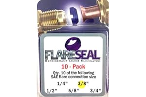 FlareSeal® 3/8" - 10 Pack Model FS06-10PK Leak Free 3/8” SAE Flare Seal Fitting - Refrigeration, HVAC, Flare Leak, Ductless, Schrader Valve, Mini Split or VRV Applications (3/8", 10 Pack) j