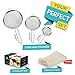 Fine Mesh Stainless Steel Strainer Set: 3 Food Strainers with Handles for Kitchen, Tea, Rice, Juice, and Other Uses plus Cheesecloth Bag