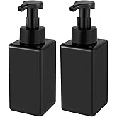 Foaming Soap Dispenser, 22 oz Refillable Pump Bottle Plastic for Liquid Soap, Shampoo, Body Wash, 2 Pcs, Black