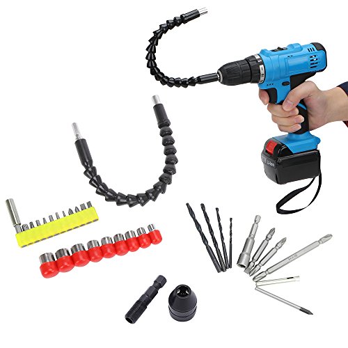 OCGIG 33 Pcs 1/4" Flexible Hex Shaft Screwdriver Power Drill Bit Extension 11inch Quick Change Connect Hex Drive with 32 Pcs Drill Bits Socket Set Holder Extension Chuck Electric Drill Accessories