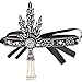Coucoland Bling Black-Tone The Great Gatsby Inspired Flapper Leaf Simulated Pearl Wedding Tiara Headpiece Black