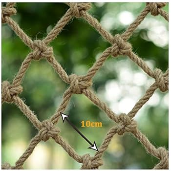 XXN Hemp Rope Net,Balcony Railing Protection Fence Net Garden Plant Climbing Growing Decoration Netting Hemp Twisted Manila Natural Cotton Jute Uniform Mesh Non-Slip,Endurance,Anti-wear