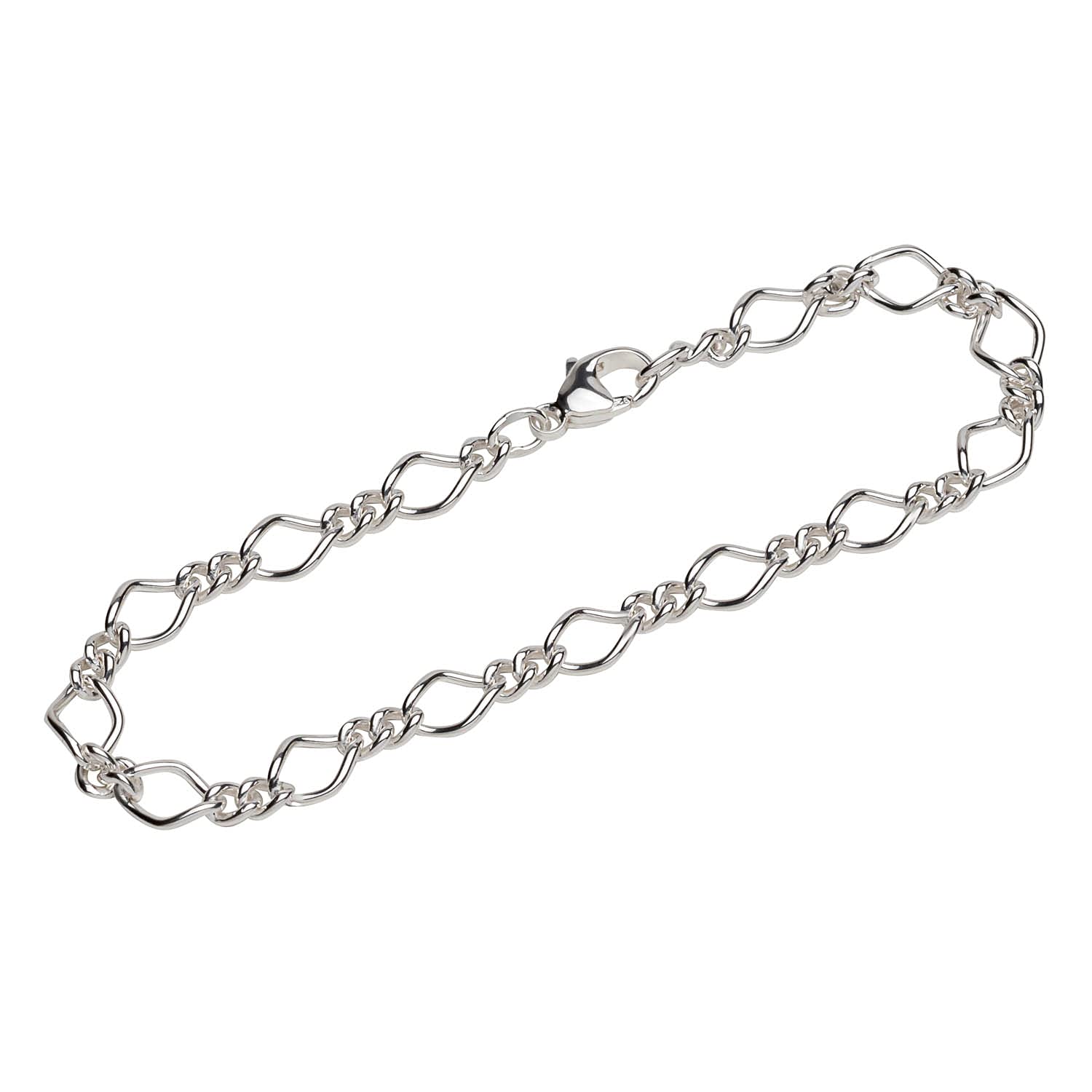 NKlaus bracelet 925 Sterling Silver 19cm Figaro curb chain round ladies exquisite 12381
