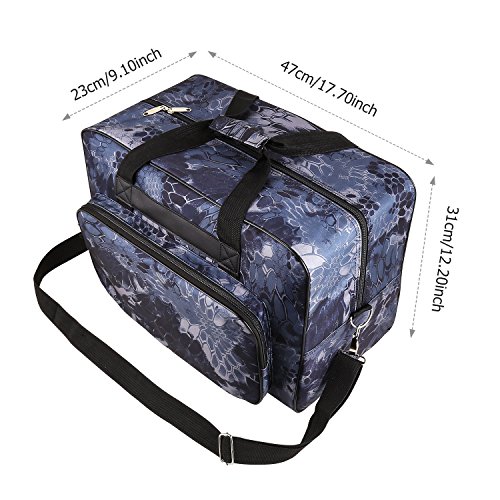 Anfan Floral Sewing Machine Carrying Case Tote Bag Padded Storage Cover Carry Case with Pockets and Handles (Navy Blue) - Thumbnail 3