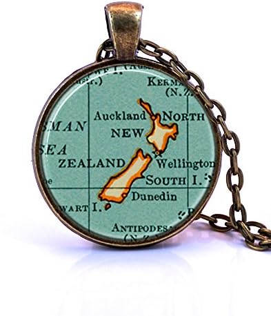 New Zealand Vintage Map Pendant Necklace - Hand Made by Paper Towns Vintage