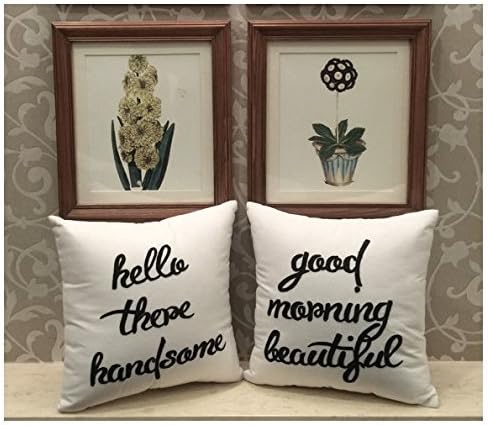 His and Hers Pillow Cover Set Handsome Good Morning Beautiful Cushion Cover Love Gift Valentine Coupe 16x16