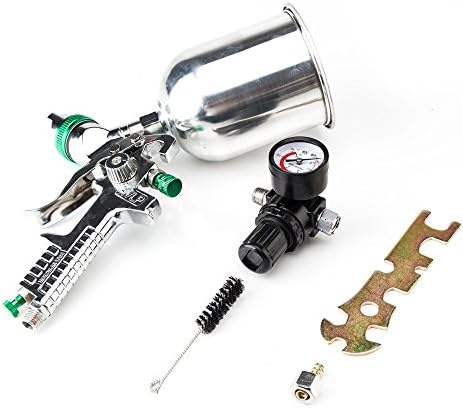 UNISS HVLP Gravity Feed Air Spray Gun 2.5 mm Nozzle 600 cc Aluminum Cup Gauge Flake Primer