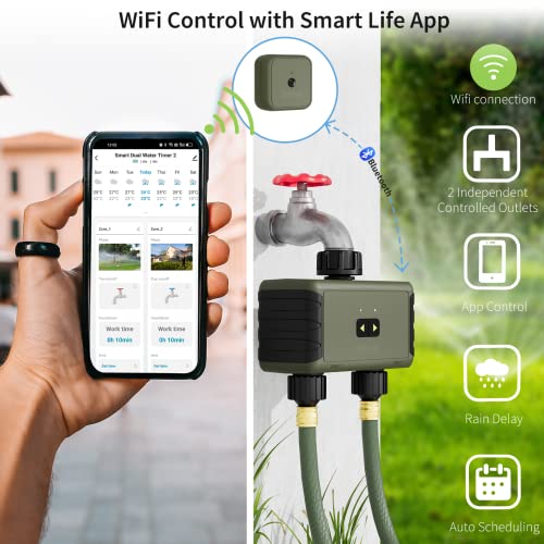 WiFi Sprinkler Timer 2 Zone, Diivoo Smart Water Timer for Garden Hose
