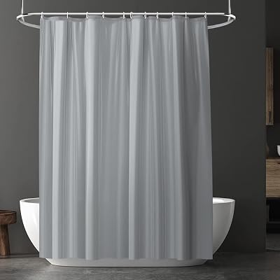 URAQT Shower Curtain 180x180 cm PEVA Waterproof Mildew Resistant Grey
