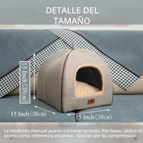 Cama para gatos de interior, cama de caverna, tenda para gatos com almofada acolchoada amovível lavável, camas macias e autoaquecidas para gatinhos
