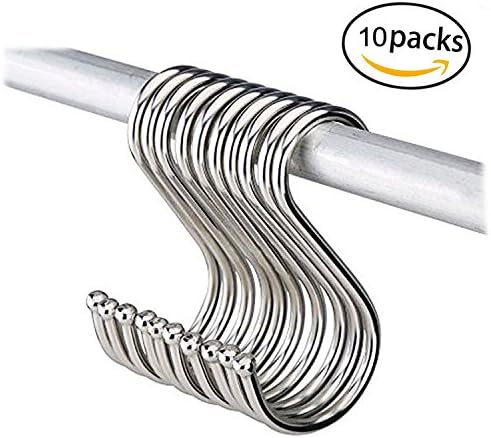 10-Pack S-Hooks Hanging Hooks Hangers Stainless Steel,Best for Bedroom Office Garden and Kitchenware Spoons Pans Pots Utensils Plants Towels Coats Hook