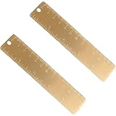 Ergonflow Gold Brass Ruler - Vintage Metal Copper Bookmark Dual Scale Engraved 4.75" (12Cm) Set of 2