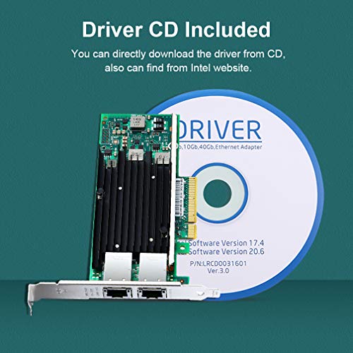 10Gb PCI-E Network Card X540-10G-2T, Dual RJ45 Copper Port CNA for PC with Low Bracket, 10GbE Converged Network Adapter(NIC), X540 Chipset, PCI-E X8 - Thumbnail 7