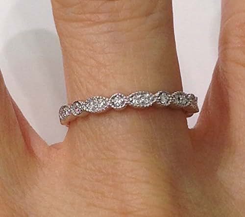 Amazon.com: Bead and Eye Stacking Wedding Band Diamond Ring  Art Deco Vintage Style with 