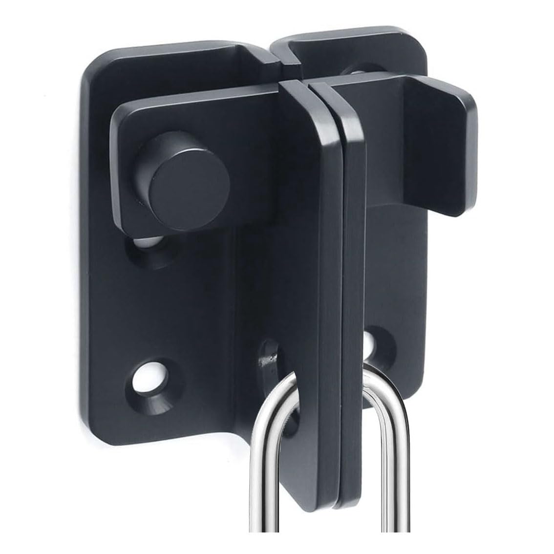 Litensh Shed Lock Gate Lock Gate Latch Padlock Hasp Stainless Steel Flip Door Bolt Latch Lock for Wooden Gates Garden Cupboard Pet Cage Black Left Open, Size S: 40 x 45