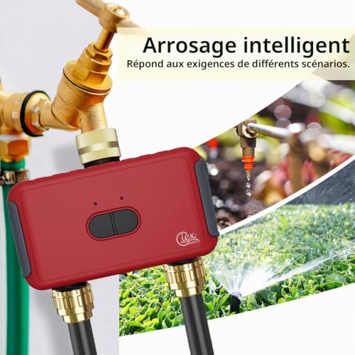 GIEX WiFi Watering Programmer 2 Zones, Intelligent Regulator for Garden Pipes, Compatible with Tuya and Smart Life Apps