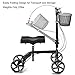 Goplus Steerable Knee Walker Foldable Knee Scooter for Broken Leg, Foot Injuries - Height Adjustable Design - with Orthopedic Seat Pad, Deluxe Brake System and Basket - Crutch Alternative Knee Wheeler