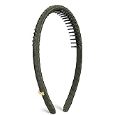 SHE'S FREE STYLE JUST FOR YOU Upgraded Classic Thin Headbands for Women, Non-Slip Polyester & Plastic Hair Bands with Teeth for Strong Hold Grip, Durable Hair Accessories (Green, Classic)