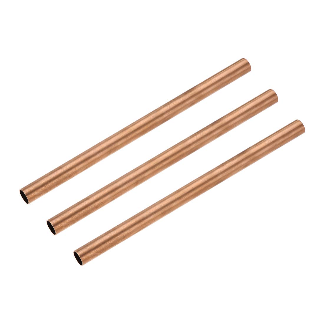sourcing map Copper Round Tube, 12mm OD 0.5mm Wall Thickness 200mm Length Straight Pipe Tubing 3 Pcs