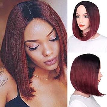 Buy 1b Burgundy Ahairbeauty Red Ombre Short Bob Straight