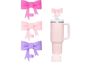 YAYAYOUNG 3 Pcs Classic Elegant Bow Straw Covers Cap Toppers Compatible with Stanley 30&40 oz Tumbler Cups,Reusable Cute Silicone Straw Lids Protectors for 0.4 in/10mm Stanley Cups Straw Accessories