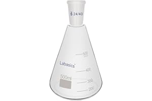 Labasics Glass 24/40 Erlenmeyer Flask, Borosilicate Glass Heavy Wall Flask with 24/40 Standard Taper Outer Joint, 500 ml