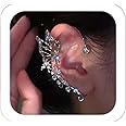 YRlilicc 2Pcs Glitter Rhinestone Butterfly Ear Cuff Vintage Non-Piercing Fake Earrings Bridal Wedding Climber Ear Wrap Prom Ball Ear Jewelry for Women Girls