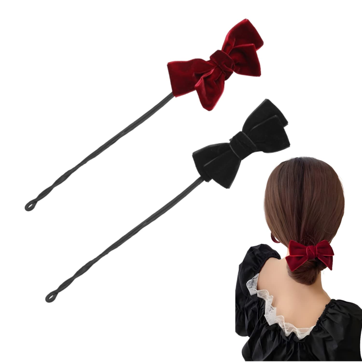 WUBAYI 4Pcs Hair Bun Maker Hair Coiler-Lazy Style Vintage Airy Velvet Hair Bun Maker-Donut Hair Bun Maker-Lazy Hair Curler, Elegant bow braided hair bun Hair accessories for women and girls