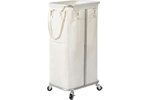 WOWLIVE 100L Rolling Laundry Hamper with Wheels Large Laundry Basket Organizer Laundry Cart with Steel Frame and Removable Bag Foldable Tall Dirty Clothes Hamper Dorm Room Storage for Bedroom (Beige)