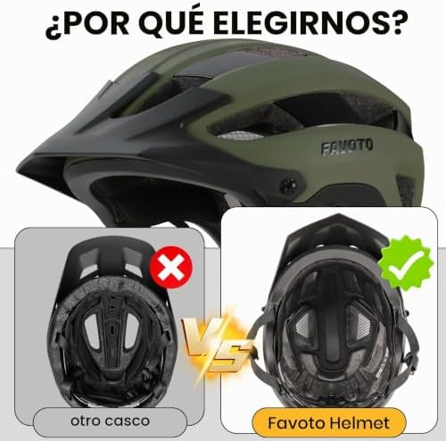 Casco de Bici MTB con Visera Desmontable, Ligero para Hombre