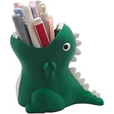 TIME&amp;TRAVE Cute Dinosaur Pen Holder for Desk, 3D Printed Creative Pencil Holder Desk Organizers, Office Supplies Decorations Idea Gift for Women Kids (Green)