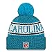New Era Knit Carolina Panthers Blue On Field Sideline Winter Stocking Beanie Pom Hat Cap 2015