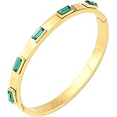 Alilang 18K Gold Plated Crystal Rhinestone Bangle Bracelets for Women with Cubic Zirconia – Stainless Steel Bracelet Jewelry for Christmas, Valentines, Birthday