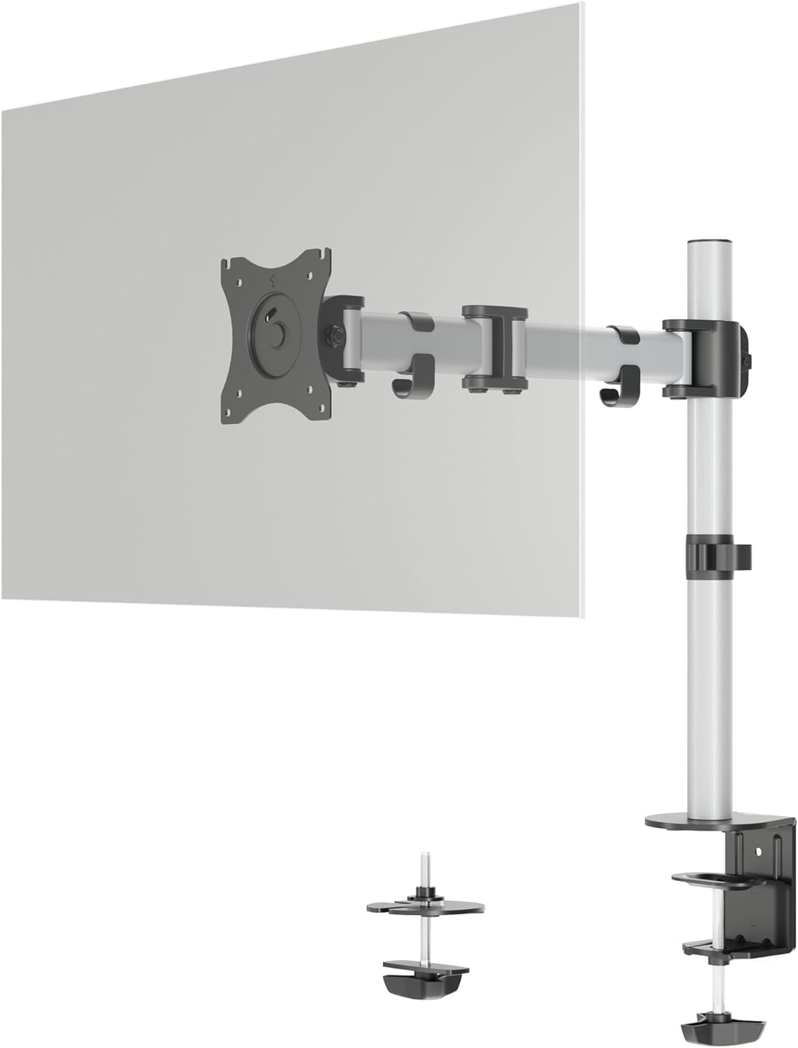 Durable Monitor Mount Select for 1 Screen - Monitor Stand with Clamp for Desks - VESA 75/100 - For 21 - 27 Inch Screens - Ergonomic, Height Adjustable, Rotate & Tilt - Securely Holds Screens Upto 8KG
