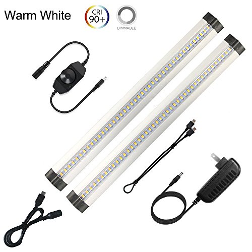 YGS-Tech 12in Dimmable LED Under Cabinet Lighting,10W Warm White 600LM CRI90,2 Panels Kit, All Accessories Included,Under Counter Lights