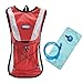 Pinty 2L Hiking Backpack Hydration Pack with Water Bladder Cycling Climbing Camping Bag (Red)