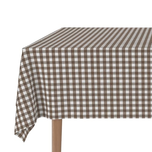 Martina Home - Vichy Teflon Tablecloth - Brown - 250 x 140 cm