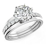 Uhibros Sterling Silver Cubic Zirconia Engagement Rings Wedding Band Bridal Set for Women