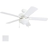 Honeywell Ceiling Fans Belmar 52 Inch Ceiling Fan With Light, Indoor/Outdoor Ceiling Fan with Pull Chain, LED Tri-Mount 5 Bla