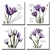 Baby Plum 4Pcs/Sets Huge Modern Giclee Prints Framed Artwork Love Hope Imagine and Believe Purple Flowers Pictures Photo Paintings Print on Canvas, Wall Art for Home Walls Decor, Ready to Hang