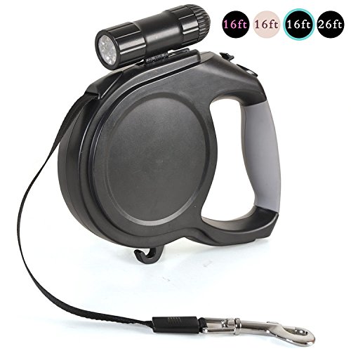 Retractable Dog Leash with 9 LED Detachable Flashlight, 16-Feet for Small to Medium Size Dogs(German Shepherd? Golden Retriever?Samoyed?Smrt Way Dog Chain