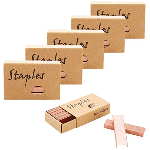 Ipienlee 26/6 Standard Staples, 12mm Width, 6 Box/Pack, 5700 Count, Rose Glod