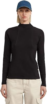 A Line Slim Rib Mock t LS wmn, Negro Dk Black D26905-e136-6484, S