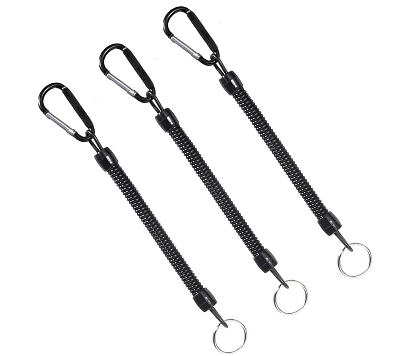 YiXuTag Spiral Keychain, 3 Pieces Spiral Spring Keychain with Carabiner, Extendable Keychain, Fishing Lanyards, Safety Lanyard for Boating, Kayaking, Camping and Hunting