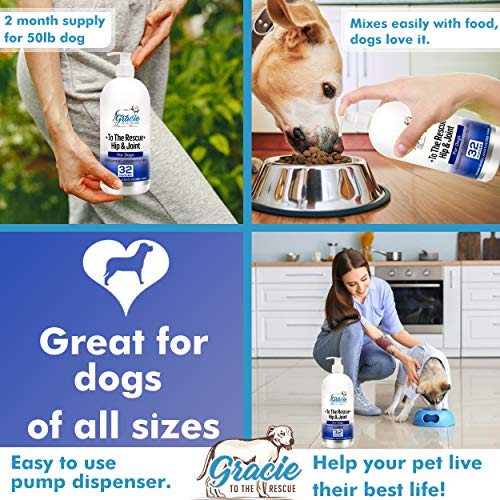 Gracie To The Rescue Liquid Glucosamine for Dogs with Chondroitin, MSM & Hyaluronic Acid Pain